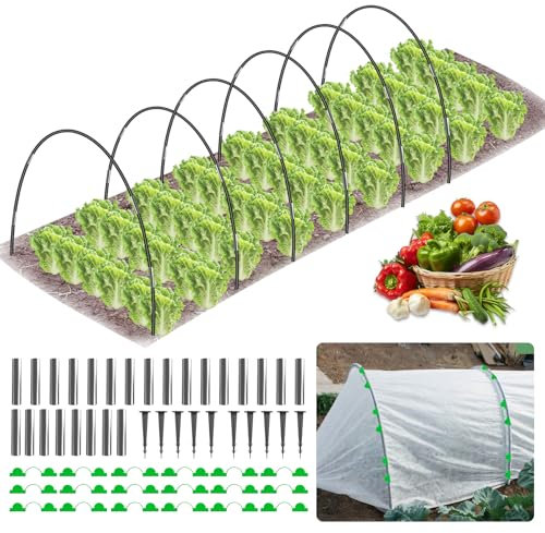 MQJIAZHI 30 PCS (6 Set) Folientunnel für Hochbeet, Abnehmbar Hochbeet Abdeckung, Fiberglas-Stützrahmen Pflanztunnel Bögen, DIY Folientunnel Bögen für Gemüsebeete, Obstpflanzen und Gartenkulturen