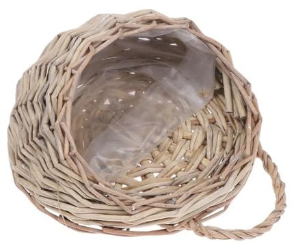 pipisweet Panier en osier tissé à suspendre au mur - Panier en osier fait à la main pour décoration d'intérieur, jardin, mariage (gris clair)