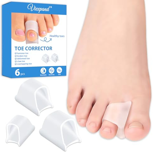 Viexpand 3 Diverse Dimensioni Correttore per Dita dei Piedi a Martello,Toe Splints Realign Bent, Si Adatta Alle Dita dei Piedi Senza Cadere,Hammertoe Corrector per Donne e Uomini,Morbido(Trasparente)
