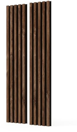 MEBANO. Akustikpaneler på svart skiva 2 st x (26,5x240 cm) väggpanel färg: ek stirling MDF väggbeklädnad inomhus modern ribbvägg väggdekoration