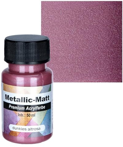Ideen mit Herz Premium Acrylfarbe Metallic-Matt | deckende, matte Farbe mit Metallic-Effekt | auf Wasserbasis | 50 ml (dunkles Altrosa)