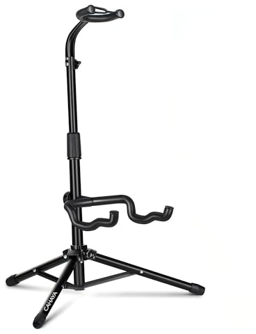 CAHAYA Guitar Stands Tripod Floor - Guitar Stand with Neck Holder Folding Metal Universal Holder Height Adjustable 78-94 cm, for Acoustic Electric Guitars Ukulele Violin