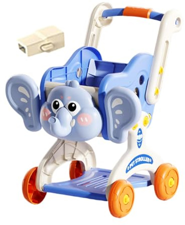 Amagogo Chariot de courses pour enfants, jeu de rôle, cadeaux de fête, apprentissage précoce, jouet éducatif, chariot de supermarché, jeu de simulation pour, Bleu