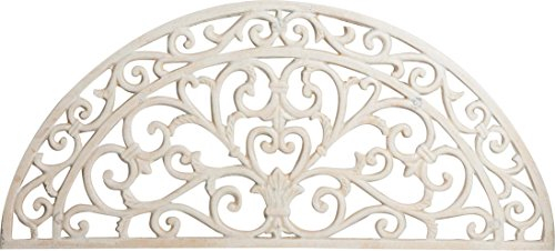 Biscottini Zerbino ghisa Grande 68,5x32x1,5 cm - Zerbino Ingresso Esterno - Zerbino in ghisa Esterno - Tappetino Ingresso casa Mezzaluna - Pulisci Scarpe Metallo Bianco