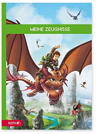 ROTH Zeugnismappe Drachenjäger - mit 10 A4 Klarsichthüllen, dokumentenecht, Roboter Dokumentenmappe