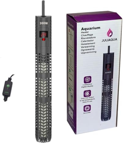JULIAQUA Chauffage Aquarium avec Affichage Température Eco Réchauffeur réglable 50W/100W/200W/300W/500W (Y5-300W)