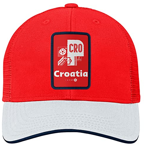 Outerstuff Unisex-Erwachsene FIFA World Cup Contrast Mosaic Procrown Mesh Hat Baseballkappe, Rot-Weiß, Einheitsgröße