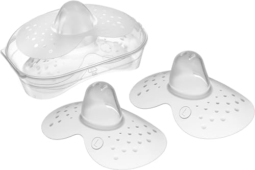 MAM | Brustkappen - 2er Set Silikon Bruststücke (Größe L, 23mm) - Hautfreundliches Stillzubehör mit Sterilisierbox