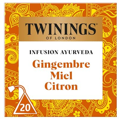Twinings - Ayurvedica infuso zenzero, miele, limone – 20 bustine – tonificante e miele – per gustare caldo o freddo