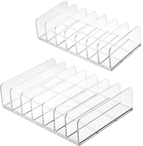 Tikplus 2 Stück Lidschatten Organizer, Acrylic Kosmetik Organizer, Make up Schminktisch Organizer mit 7 Fächern，Transparent Paletten-Organizer für Schubladen Schlafzimmer, Schminkaufbawahrung