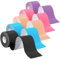 Helterfolg Kinesiology Tape, Elastic Physio Tape, Latex Free, Waterproof Elastic Muscle Support Tape for Muscle Support&Exercise, 5cm x 5m Per Roll (5 Rolls,Black+Light Blue+Pink+Beige+Purple)
