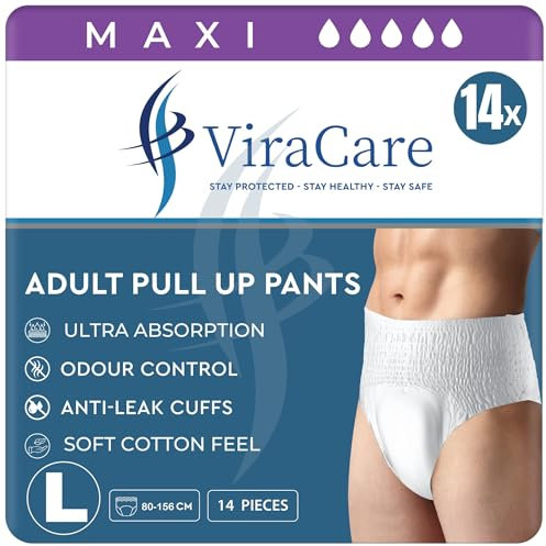 14 x Incontinence Maxi Pants Women and Men | Adult Pull Ups Large | Adult Nappies | Maxi Absorbency and Odour Free | Adults Pants | Waist Size Large 80-156 cm |