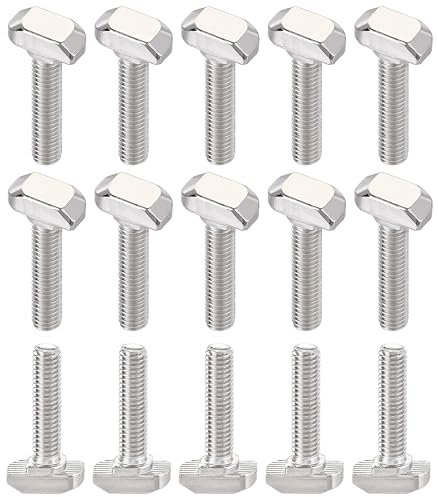 Bulloni scorrevoli M6 da 30 mm, con scanalatura a T, in acciaio al carbonio, vite a testa a martello a T, vite scorrevole a forma di T per profilo in alluminio serie 30, 20 pezzi