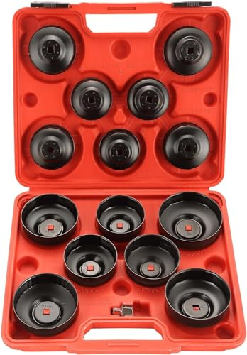 DASBET 15PCS Oil Filter Cap Type Socket Wrench Universal Tool Set with 3/8 Inch Drive Oil Filter Cap Remover and Installer Tool Set