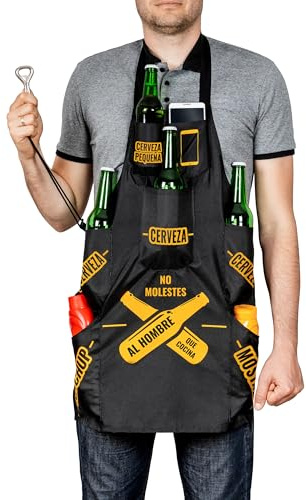 Froster Grembiule Uomo in Cucina, Testi in Spagnolo, Grembiule da Cucina da Uomo con Tasche per Birra, Grembiule BBQ per lui