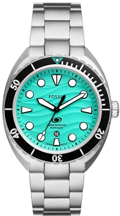 Fossil Breaker Watch for Men, Quartz Three Hand Date movement with Stainless steel or silicon Strap