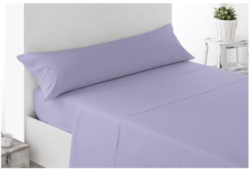Acomoda Textil – Juego Sábanas Microfibra para Cama Individual y Matrimonio con Bajera Ajustable, Encimera y Funda Almohada. Sábanas Colores Lisos Cómoda Suave para Verano-Invierno. (Lila, 135 cm)