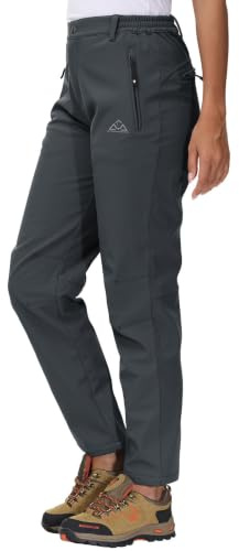 YSENTO Pantalones softshell para mujer, de invierno, para senderismo, esquí, impermeables, con forro cálido, térmicos, pantalones de trekking