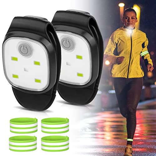 2 Pezzi di Clip Lampada LED: Clip Luce di Marcia Notturna con 2 Pezzi di Braccialetto LED, Ricaricabile USB 4 Modalità di Illuminazione Clip Luce di Marcia, Luce di Sicurezza Impermeabile per Corsa