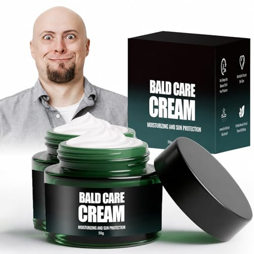 2 stycken skallig kräm – matt hårbotten vård kräm, fuktgivande och reparation Care, naturlig anti--Shine-effekt, daglig vård för män mot rakning, för alla hudtyper, 2 × 50 g