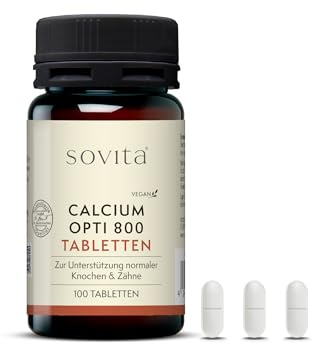 sovita Calcium Opti 800 | 100 Tabletten mit hochdosiertem Calcium | 800 mg pro Tagesdosis | Für Knochen- & Zahngesundheit | Unterstützt Muskeln, Nerven & Blutgerinnung