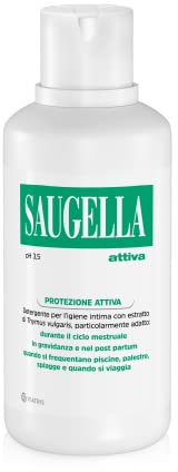 Saugella Attiva, Detergente Intimo Antibatterico, pH 3.5, con Estratto di Timo, Adatto Post Parto, in Gravidanza e Durante il Ciclo Mestruale, 500 ml