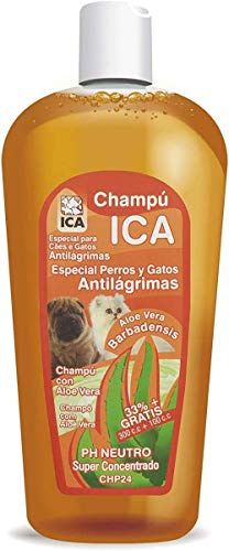 ICA CHP24 Shampooing Anti-Larmes à l'aloe Vera pour Chiens et Chats, pH Neutre, adoucit et régénère, Parfum Citron, 400 ML