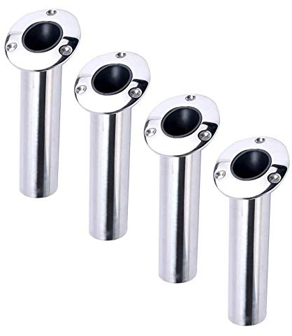 Amarine Made 4-Pack Heavy 316 Duty Stainless Steel Rod Holders with Drain, Flush Mount Fishing Rod Pole Holders, 30 Degree, 15degree, 90 Degree (30 Degree)