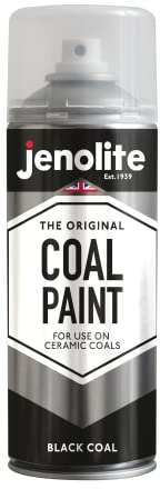 JENOLITE Vernice per carbone nero – 400 ml – Ringiovanire carboni artificiali, fuochi a gas, fuochi, stufe, canne fumarie, ecc. Finitura opaca (adatta per temperature fino a 600ºC / 1100ºF)