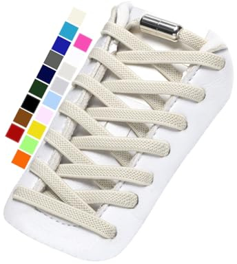 Stepace 2 Paires Élastiques Lacets avec Fermeture en Métal Enfants Beige