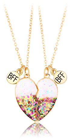 LEDSHLIU Freundschafts-Anhänger-Halsketten-Set Best Friends-Kette, BFF-Halskette, Herz Lila Freundschaftskette für 2 Mädchen, Geburtstagsgeschenk für beste Freunde