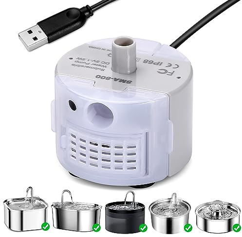 VinDox Pompa per Fontana per Gatti, USB Pompa di Ricambio Fontanella Gatti per 2.5L/2L/3L Fontanella con LED (Senza Adattatore)