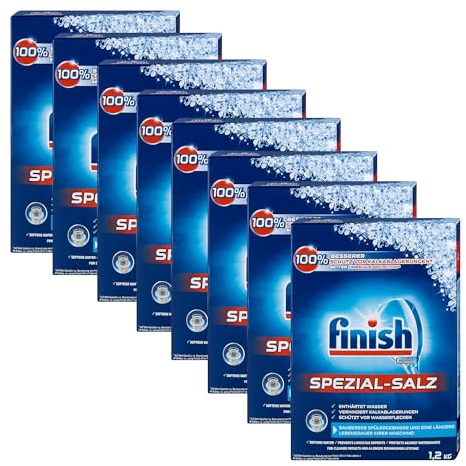 Finish Spezial Salz Calgonit 1,2kg | Spülmaschinensalz zum Schutz vor Kalkablagerungen, Wasserflecken, saubere Ergebnisse und längere Maschinenlebensdauer (8er Pack)