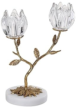 SJXHPLBX candle-holder Crystal Candle Holders 2 Arms Crystal Candelabras Candlestick Holders Centerpieces Tea Light Stands for Indoor Outdoor candlestick