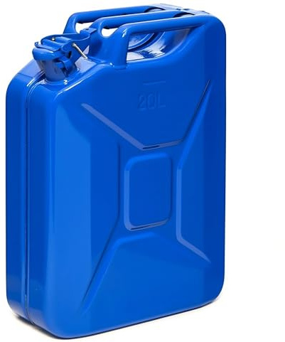 BW® Benzinkanister Metall 20 Liter - Kraftstoffkanister Blau - RAL 5005 - TÜV-geprüft und UN-Zulassung - 0,9mm Stahl nach DIN 7274 für Benzin Diesel E10 2-Takt - Made in Europe