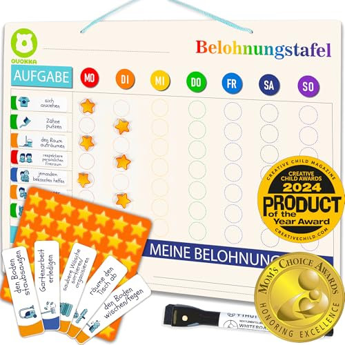 Quokka Magnetische Belohnungstafel Für Kinder - 40,6 x 30,5 cm Verhaltenstafel Für Kinder Mit 99 Magneten und Zubehör - Aufgabentabelle vom Kleinkind bis zum Teenager - Englische Version