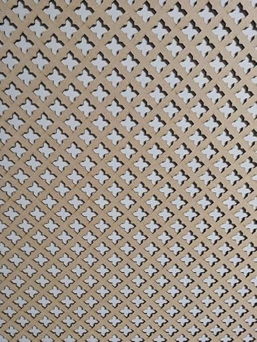 Wooden mesh Decorative Panel, Wall partition, Radiator Cover Grille, Cut-Outs, Kitchen Furniture, Laser Cut in 3mm Thick MDF (Size 1200mm x 620mm) Cross Pattern (001A). Made in The UK. (Unprimed)