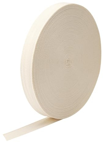 APOMOONS 50m Cintas Al Sesgo, Cinta Tela, Cinta Bies Costura, 25mm de Ancho Cinta Algodon Costura Cinta de Tela para Coser una Amplia Variedad de Tela Y Banderines Beige