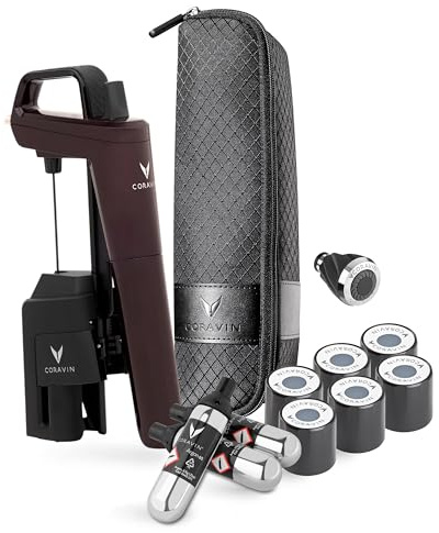 Coravin Timeless Six Plus Wine Preservation System - By-the-Glass Wine Saver - With 3 Pure Argon Gas Capsules, 6 Screw Caps & Wine Aerator - Limited Edition Hermitage Red