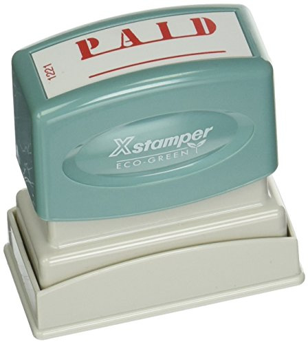 Xstamper(R) One-Color Title Stamp, Pre-Inked, Paid, Eco Greeen, Box 1 (XST1221) , Red