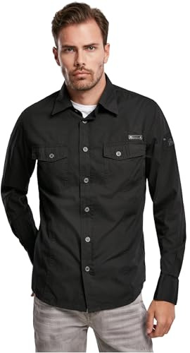 Brandit Slim Fit Shirt Long Sleeve, Color: black, Size: M