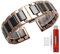 Kai Tian Schwarz Keramik Armband Two Tone 18mm Roségold Edelstahl Uhrenband Alle Links Abnehmbares Ersatz Metall Uhrarmband für Damen Herren mit Werkzeugen Armbanduhr