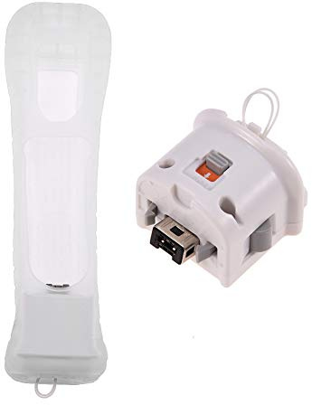 Zerone Motion Plus Adapter mit Silikonhülle für Remote Motion Plus Sensor Controller, Zubehör für U-Fernbedienung, 2 Stück, Weiß