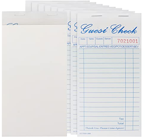 BELLE VOUS 100 Blatt Kellnerblöcke Quittungsblock mit Durchschlag (10er Pack) - Einzelne Blätter für Bestellungen im Restaurant - Notizblock zum Schreiben - Guest Book Check Blöcke für Schule