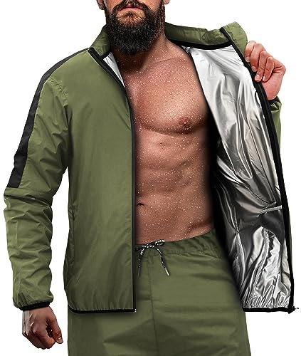RDX Sauna Suit, Full Body Heat Sweat Suit, REACH OEKO TEX 100 CERTIFIED, Men Women Adults Kids Anti Rip Long Sleeves Tracksuit Boxing MMA Slimming Gym Fitness Running Workout Zipper Jacket, Top Bottom
