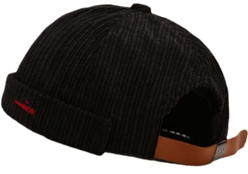 Faringoto Skullies & Beanies Docker Hat Hombres Trawler Fisherman Beanie Brimless Cap Rolled Cuff Retro Sailor Cap, Negro, talla única