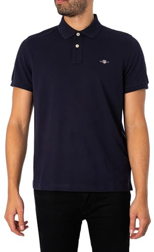 GANT Mens Shield Short Sleeve Pique Polo Shirt Navy M