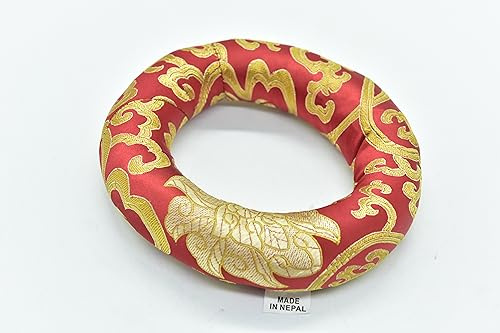 6 Silk Brocade Ring Cushion Pillow for Tibetan and Crystal Singing Bowl~Best for 7-8 Bowl size (Red)