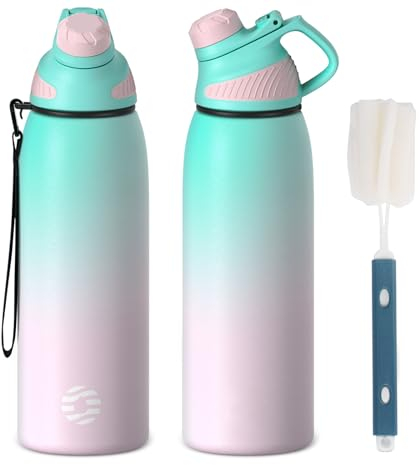 Fjbottle Edelstahl Trinkflasche Sport mit Magnetischem Deckel 1L, 800ml, 600ml, 400ml BPA-Frei Auslaufsichere Kinder Flasche - Kohlensäure geeignet 1500ML Wasserflasche Thermo für Schule, Fitness