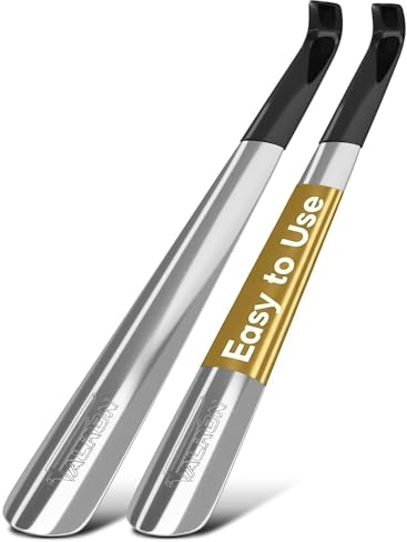 FALKON Shoe Horn Long Handle- 16.5 Metal Shoe Horn Sets for Men, Women and Children, Stainless Steel, 16.5